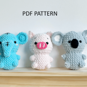 Keychain: 3in1 Amigurumi Crochet Keychain, Elephant Crochet, Piggy Crochet, Koala Crochet Crochet Pattern PDF