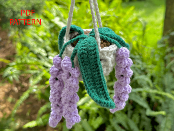 : Lavender Pot Plant, Pdf Instant Download, Amigurumi Crochet Car Haging Patterns Crochet Pattern PDF