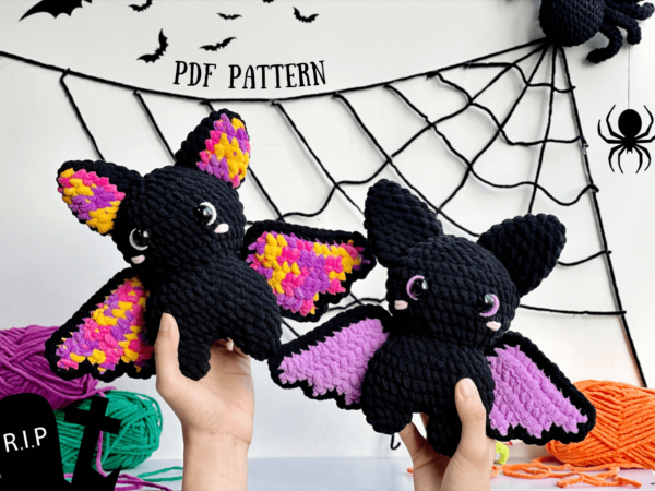 : Mixed Color Bat , Mixed Color Bat Halloween , Mixed Color Bat Halloween Amigurumi  Crochet Pattern PDF