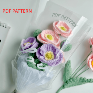: Poppy , Crochet Flower Bouquet Pattern, Crochet Flower Pattern Crochet Pattern PDF