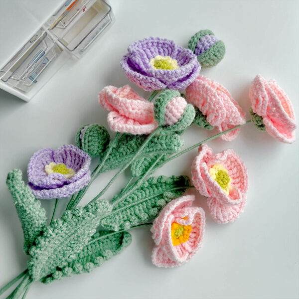 : Poppy , Crochet Flower Bouquet Pattern, Crochet Flower Pattern Crochet Pattern PDF