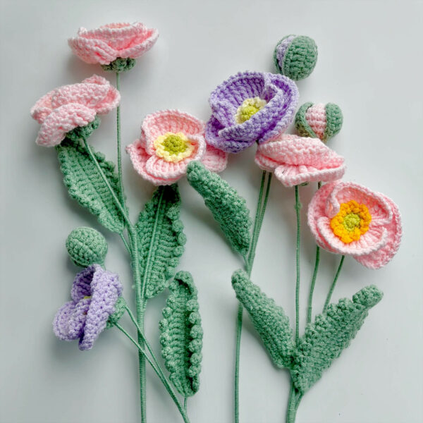 : Poppy , Crochet Flower Bouquet Pattern, Crochet Flower Pattern Crochet Pattern PDF