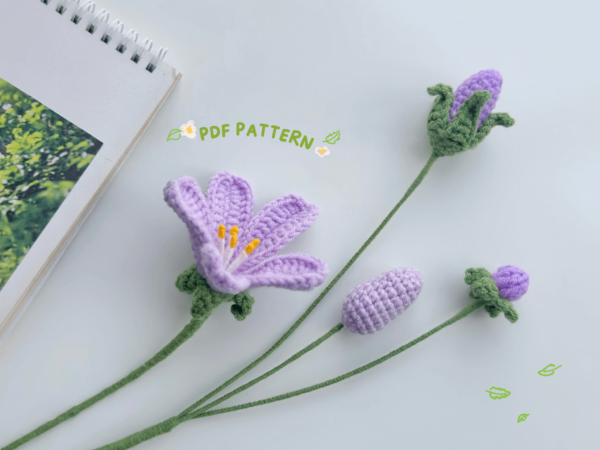 : Purple Sky Flower , Crochet Flower Bouquet Pattern, Crochet Flower Pattern Crochet Pattern PDF