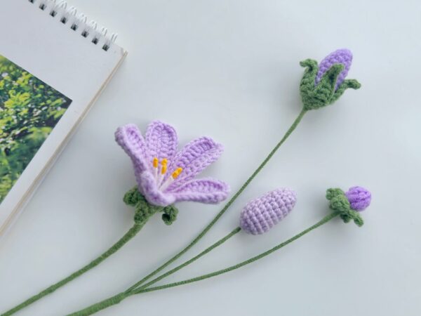 : Purple Sky Flower , Crochet Flower Bouquet Pattern, Crochet Flower Pattern Crochet Pattern PDF