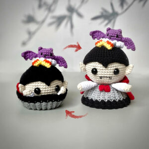 Reversible Dracula Cupcake Amigurumi Pattern   Halloween  (pdf) Crochet Pattern PDF