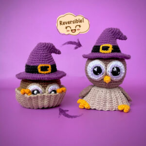 Reversible Owl Cupcake Amigurumi Pattern   Halloween Owl  (pdf) Crochet Pattern PDF