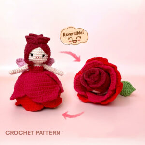 Reversible Rose Fairy Amigurumi Pattern   Flower  (pdf) Crochet Pattern PDF