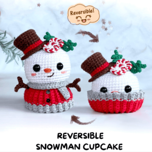 Reversible Snowman Cupcake Amigurumi Pattern   Christmas  (pdf) Crochet Pattern PDF