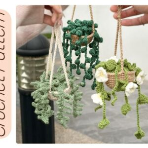 Set 3 Pattern   Car Plants , Crochet Hanging Plants Pattern, Crochet Succulent Plant, Car Decor, Car Accessories Crochet Pattern PDF