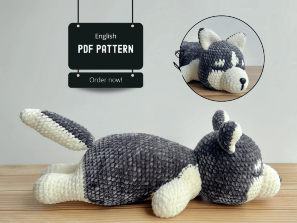 Sleep Husky  Pdf, Amigurumi Dog s Crochet Pattern PDF