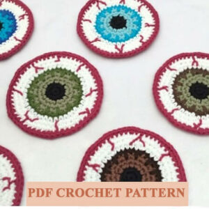 : Spooky Halloween Eye Coaster Pattern, Halloween , Crochet Eye Coaster Pattern Crochet Pattern PDF