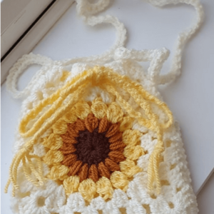 : Sunflower Drawstring Bag , Crochet Sunflower Bag Pattern, Crochet Drawstring Bag Pattern Pdf Crochet Pattern PDF