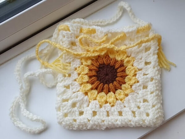 : Sunflower Drawstring Bag , Crochet Sunflower Bag Pattern, Crochet Drawstring Bag Pattern Pdf Crochet Pattern PDF
