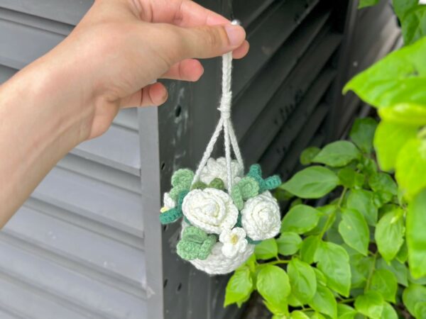 : White Flower Car Hanging , Pdf Pattern For You, Crochet Flowers Pattern, White Flower  Crochet Pattern PDF