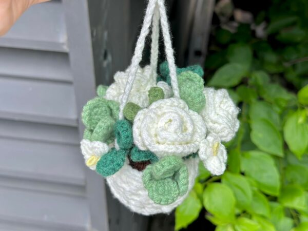 : White Flower Car Hanging , Pdf Pattern For You, Crochet Flowers Pattern, White Flower  Crochet Pattern PDF